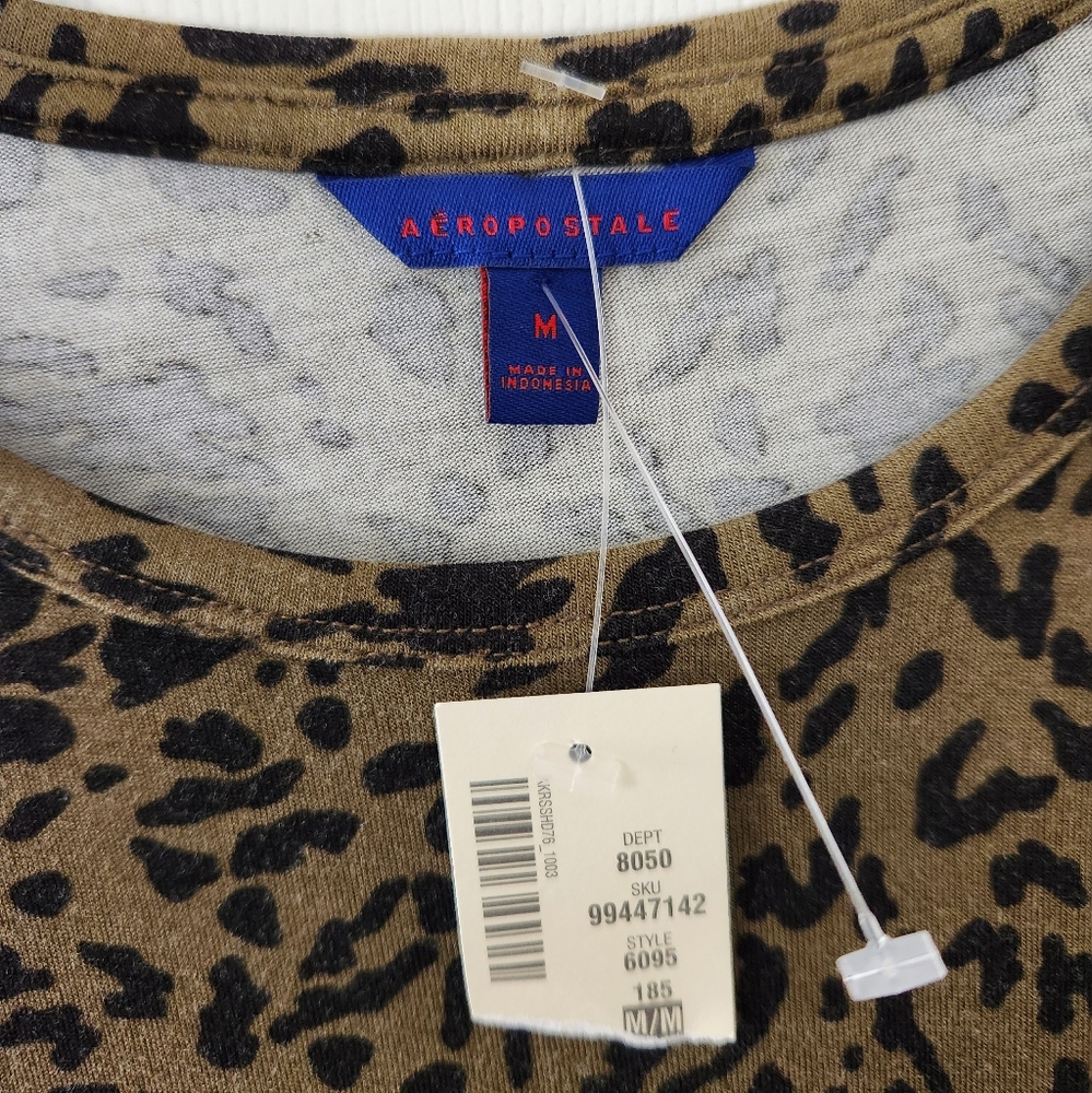 NWT Aeropostale Animal Print Longsleeve Olive Green & Black - Picture 3 of 4